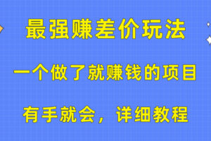 （10718期）一个做了就赚钱的项目，最强赚差价玩法，有手就会，详细教程