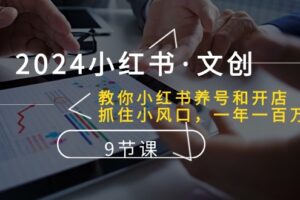 2024小红书文创：教你小红书养号和开店、抓住小风口 一年一百万 (9节课)