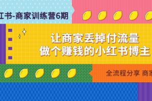 （4782期）小红书-商家训练营12期：让商家丢掉付流量，做个赚钱的小红书博主