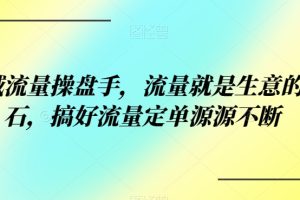 公域流量操盘手，流量就是生意的基石，搞好流量定单源源不断