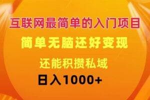 （11922期）互联网最简单的入门项目：简单无脑变现还能积攒私域一天轻松1000+