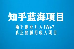 （5254期）知乎蓝海玩法，躺平副业月入1W+，真正的睡后收入项目（6节视频课）