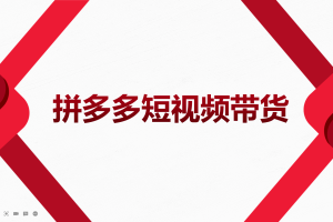 （3754期）2022风口红利期-拼多多短视频带货，适合新手小白的入门短视频教程