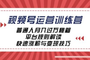 （12722期）视频号运营训练营：普通人月入过万秘籍，平台规则解读，快速涨粉与变现…