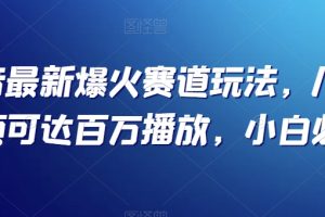 抖音最新爆火赛道玩法，几秒视频可达百万播放，小白必备（附素材）【揭秘】