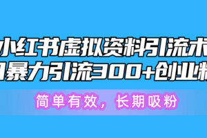 （10941期）小红书虚拟资料引流术，日暴力引流300+创业粉，简单有效，长期吸粉