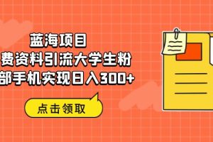 （6546期）蓝海项目，免费资料引流大学生粉一部手机实现日入300+