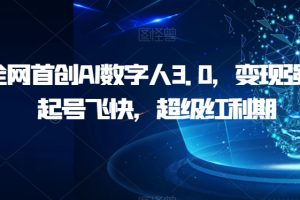 全网首创AI数字人3.0，变现强，起号飞快，超级红利期【揭秘】