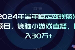 2024年全年稳定变现蓝海项目，烧脑小游戏直播，月入30万+【揭秘】