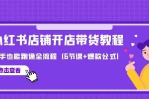 （9883期）最新小红书店铺开店带货教程，新手也能跑通全流程（6节课+爆款公式）