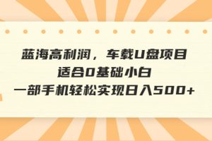 （6600期）蓝海高利润，车载U盘项目，适合0基础小白，一部手机轻松实现日入500+