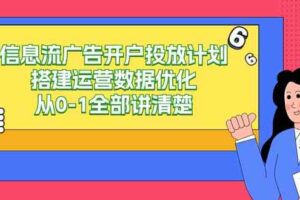 信息流广告开户投放计划搭建运营数据优化，从0-1全部讲清楚（20节课）