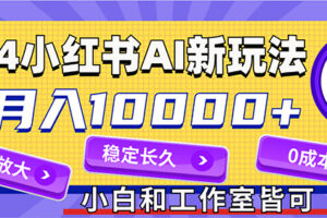 （12083期）2024最新小红薯AI赛道，蓝海项目，月入10000+，0成本，当事业来做，可矩阵