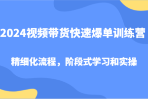 2024视频带货快速爆单训练营，精细化流程，阶段式学习和实操