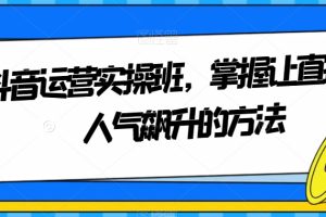 抖音运营实操班，掌握让直播间人气飙升的方法