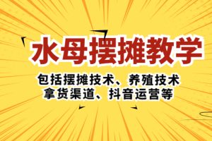 （5197期）水母·摆摊教学，包括摆摊技术、养殖技术、拿货渠道、抖音运营等