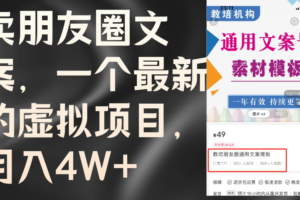 （11886期）卖朋友圈文案，一个最新的虚拟项目，月入4W+（教程+素材）