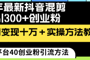 （8706期）24年最新抖音混剪日引300+创业粉“割韭菜”单月变现十万+实操教程！