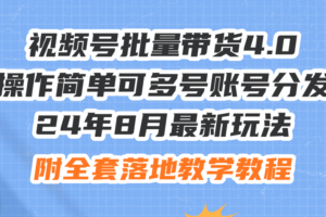 （12093期）24年8月最新玩法视频号批量带货4.0，操作简单可多号账号分发，附全套落…