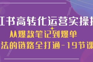 （10530期）小红书-高转化运营 实操指南，从爆款笔记到爆单玩法的链路全打通-19节课