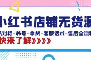 （8897期）小红书店铺无货源：从对标-养号-拿货-客服话术-售后全流程（20节课）