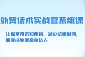 外贸话术实战营系统课-让你不再不知所措，减少试错时间，脱变成外贸拿单达人