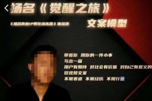 王扬名·《觉醒之旅》文案模型，​带着你用你的一件小事，对自己有意义的短视频文案