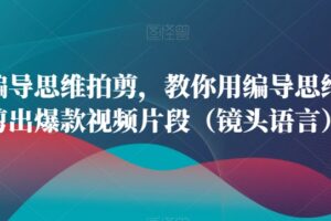 用编导思维拍剪，教你用编导思维拍剪出爆款视频片段（镜头语言）