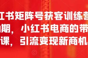 小红书矩阵号获客训练营第10期，小红书电商的带货课，引流变现新商机