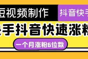 （4589期）短视频油管动画-快手抖音快速涨粉：一个月粉丝突破6位数  轻松实现经济自由