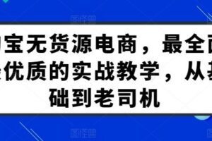 淘宝无货源电商，最全面最优质的实战教学，从基础到老司机