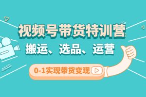 （4471期）视频号带货特训营(第3期)：搬运、选品、运营、0-1实现带货变现