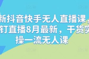 最新抖音快手无人直播课，钉钉直播8月最新，干货实操一流无人课