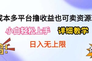 （10293期）0成本多平台撸收益也可卖资源玩法，小白轻松上手。详细教学日入500+附资源