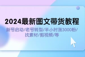 （11940期）2024最新图文带货教程：新号启动/老号转型/半小时涨3000粉/找素材/剪辑