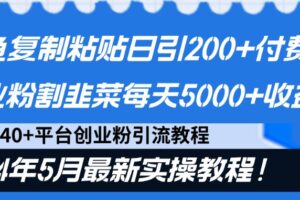 闲鱼复制粘贴日引200+付费创业粉，24年5月最新方法！割韭菜日稳定5000+收益