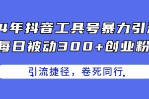 24年抖音工具号暴力引流，每日被动300+创业粉，创业粉捷径，卷死同行【揭秘】