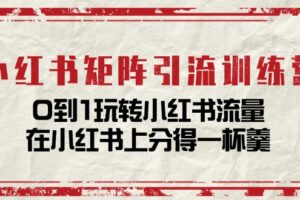 小红书矩阵引流训练营：0到1玩转小红书流量，在小红书上分得一杯羹（14节课）