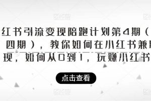 小红书引流变现陪跑计划|第4期，教你如何在小红书兼职变现，如何从0到1，玩赚小红书