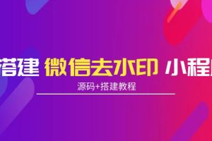 （3809期）搭建微信去水印小程序 带流量主【源码+搭建教程】