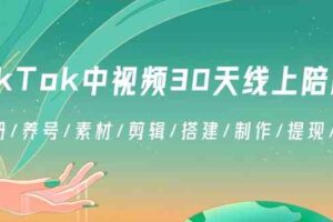 （8963期）TikTok中视频-30天线上陪跑班：注册/养号/素材/剪辑/搭建/制作/提现/等等