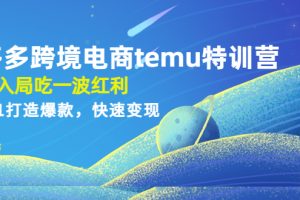 （4622期）拼多多跨境电商temu特训营：先入局吃一波红利，从0到1打造爆款，快速变现