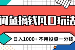 （12112期）闲鱼搞钱风口玩法 日入1000+ 不用投资一分钱 新手小白轻松上手