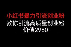 （6779期）小红书暴力引流创业粉，教你引流高质量创业粉，价值2980