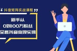 （8867期）抖音矩阵实战课程：新手从0到100万粉丝，全套抖音变现实操