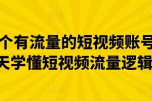 做一个有流量的短视频账号，3天学懂短视频流量逻辑