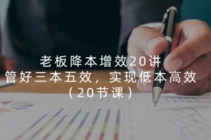 老板降本增效20讲，管好三本五效，实现低本高效（20节课）