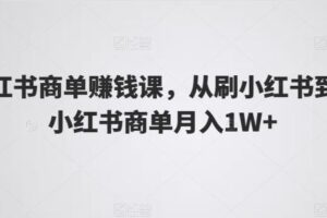 小红书商单赚钱课，从刷小红书到玩小红书商单月入1W+