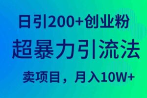 （9654期）超暴力引流法，日引200+创业粉，卖项目月入10W+