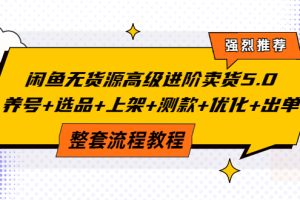 （3662期）闲鱼无货源高级进阶卖货5.0，养号+选品+上架+测款+优化+出单整套流程教程